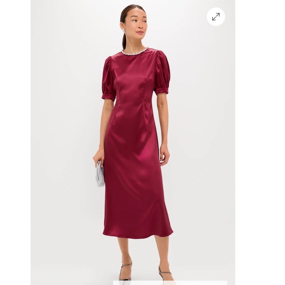 Hyacinth House Tuckernuck Oxblood Embellished Sappho MidiDress Crystal Neckline